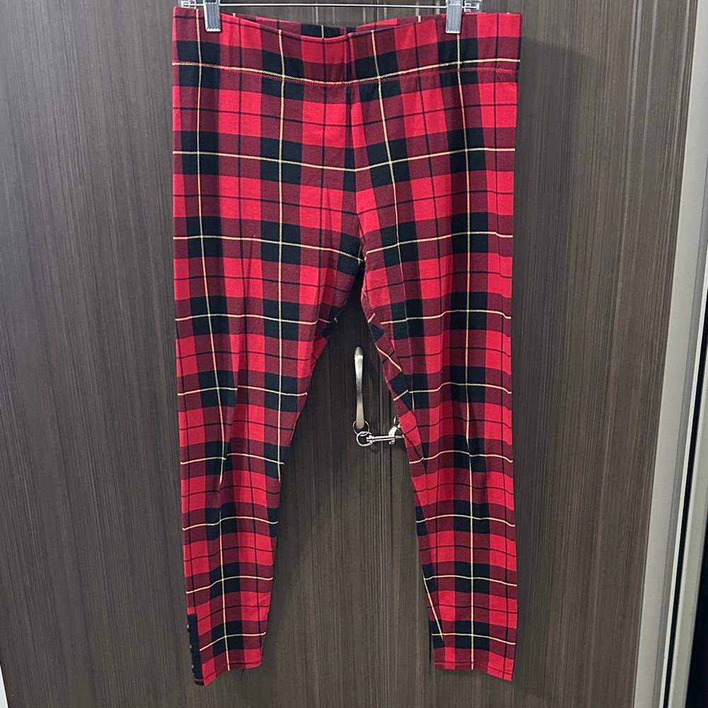 Plaid‎ Red Leggings for Women